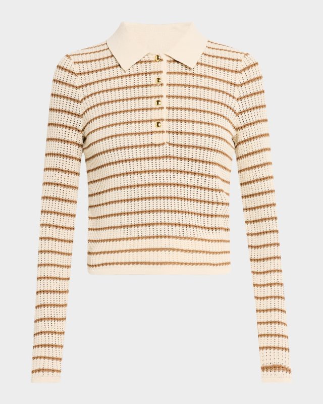 Viola Stripe Long-Sleeve Polo Top